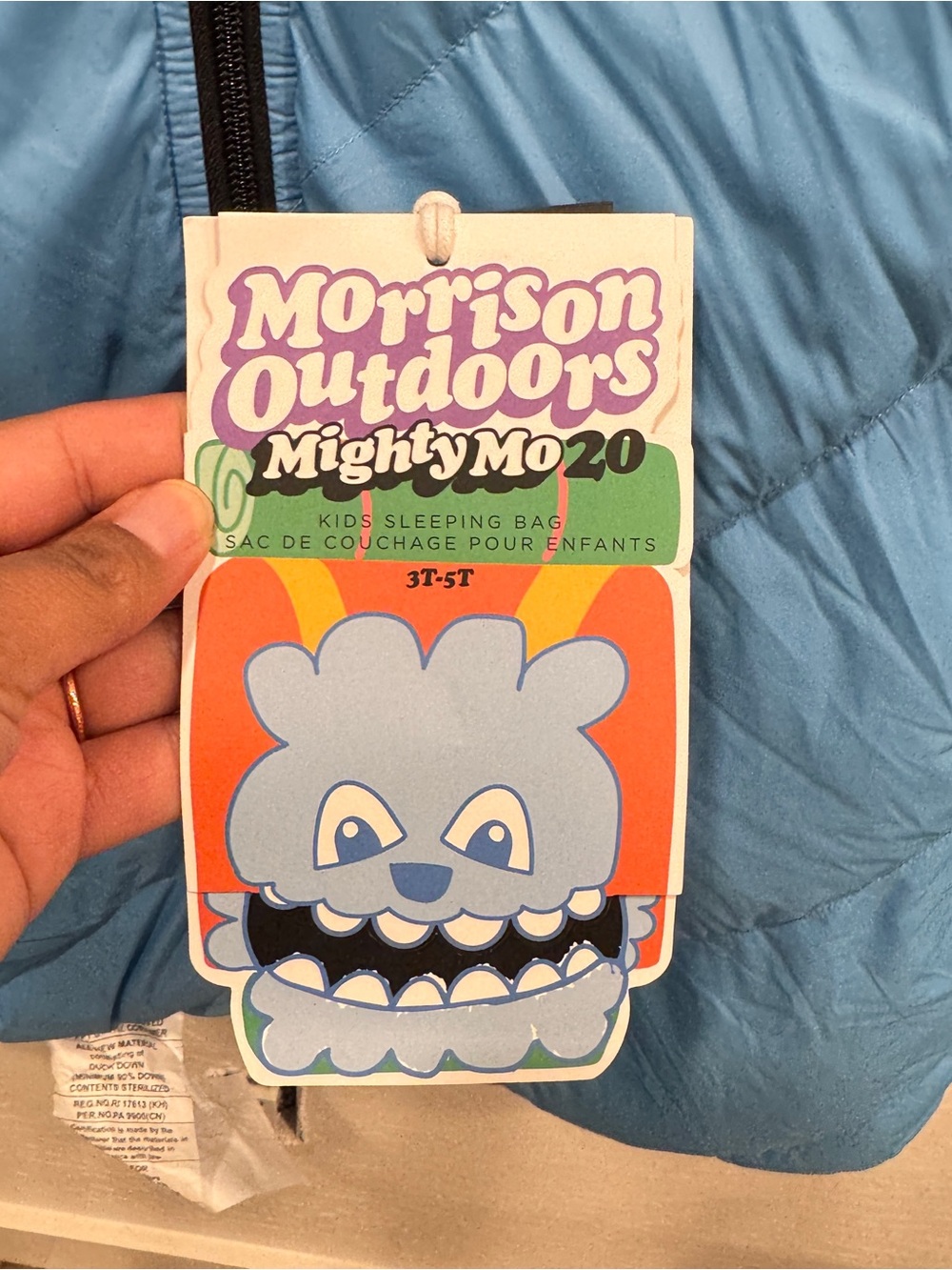 NWT Morrison Outdoors Little Mo Sleeping Bag Blue 3T 5T Down - Picture 6 of 8
